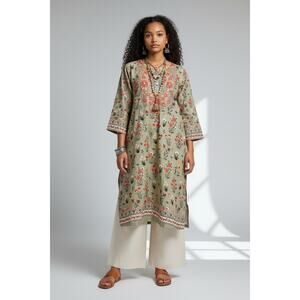 Women’s Floral Cotton Boho Kurta Kaftan Tunic M Ethnic wear
